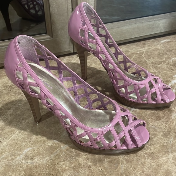 Delicious Mauve open toe high heels size 10 - Picture 3 of 14